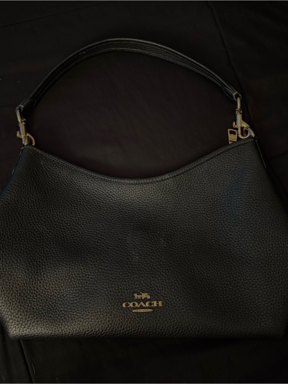 Coach Black Pebbled Leather Shoulder Hobo with Gold Hardware - Picture 2 of 11